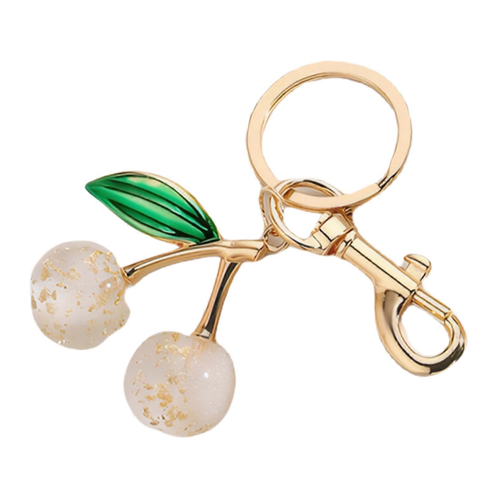 Pendentif cerise à la mode sac breloque fruit scintillant forme porte-clés unique déclaration de mode porte-clés pour un usage quotidien blanc