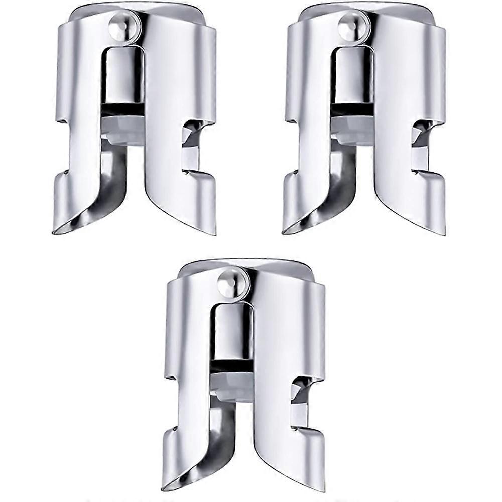 Zero-leak, solid stainless steel sparkling wine stopper