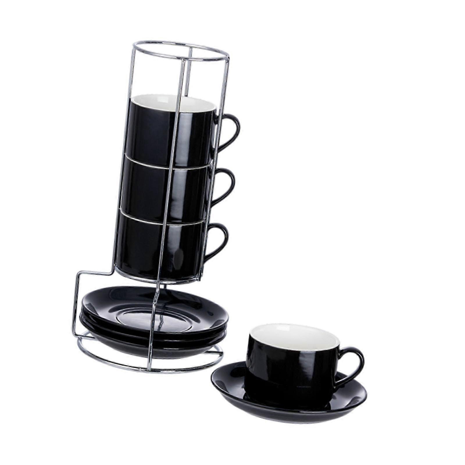 Ceramic Espresso Cups Sturdy Space Saving Stackable for Tea Cappuccino Latte 3 OZ