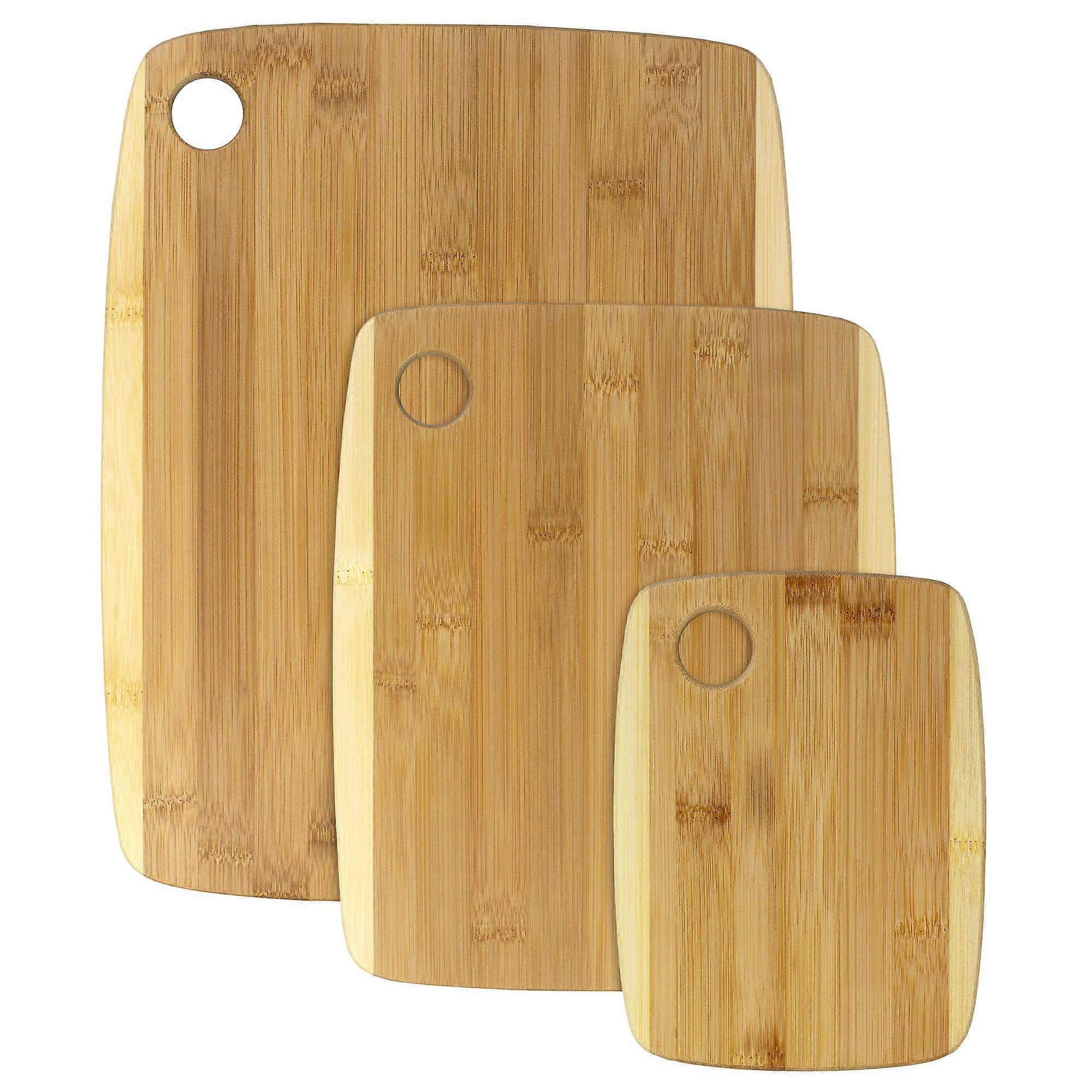 3 Piece Bamboo Cutting Board Set with Two-Tone Design, Large and Medium Sizes, Eco-Friendly Material