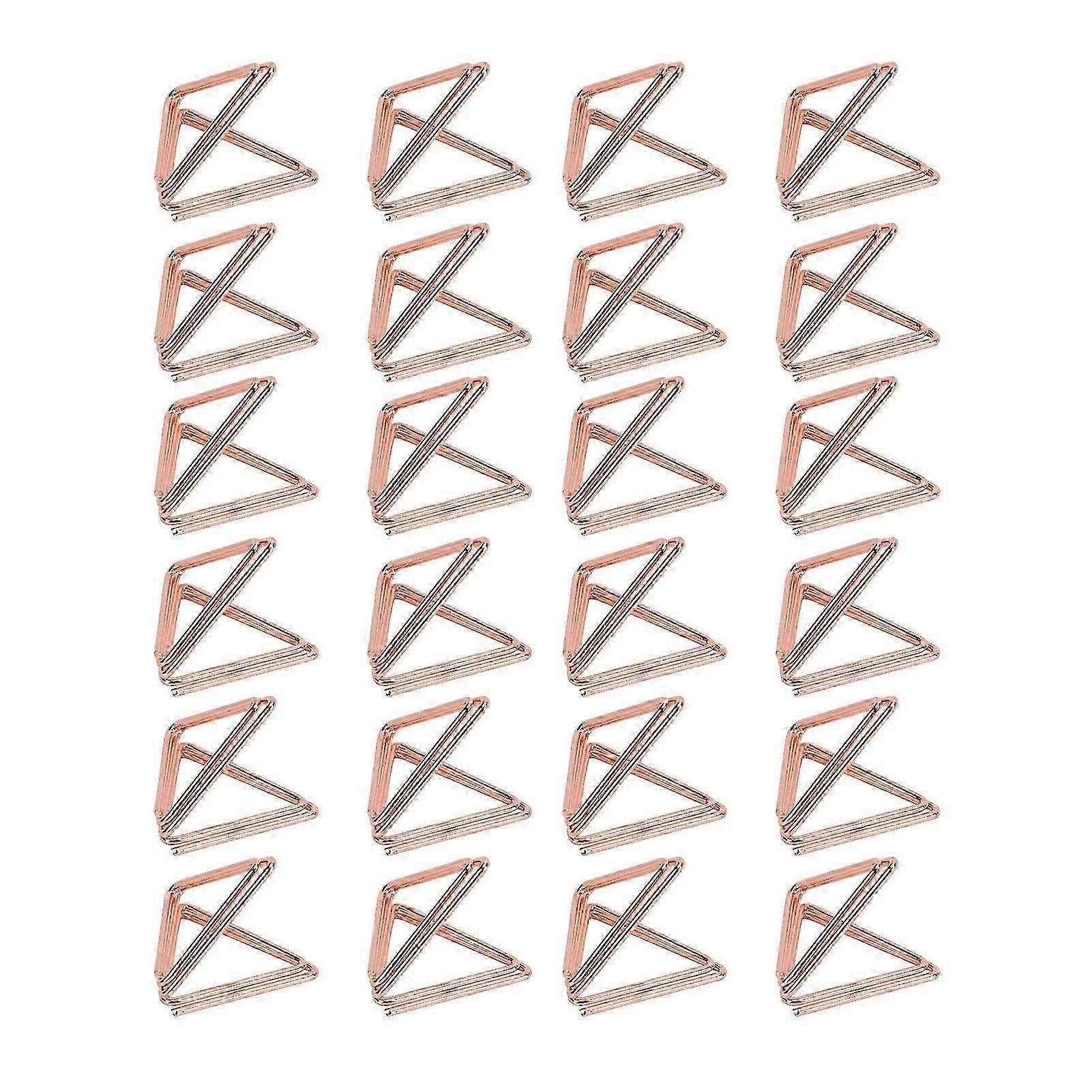 24 Pcs Card Clip Holder Triangular Simple Stylish Lightweight Portable Card Clips for Office File Classification Rose Gold