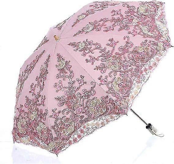 Parasol UV pliant parapluie de mariage de broderie de neige / pluie / soleil