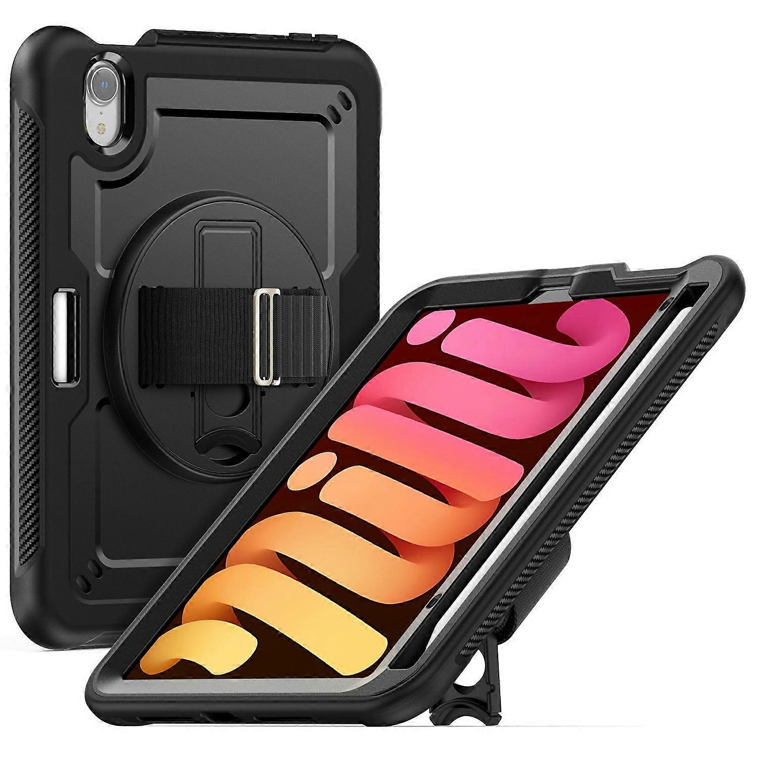 For iPad mini (2024)/(2021) Case Compatible Kickstand PC+Tablet Cover with Shoulder Strap