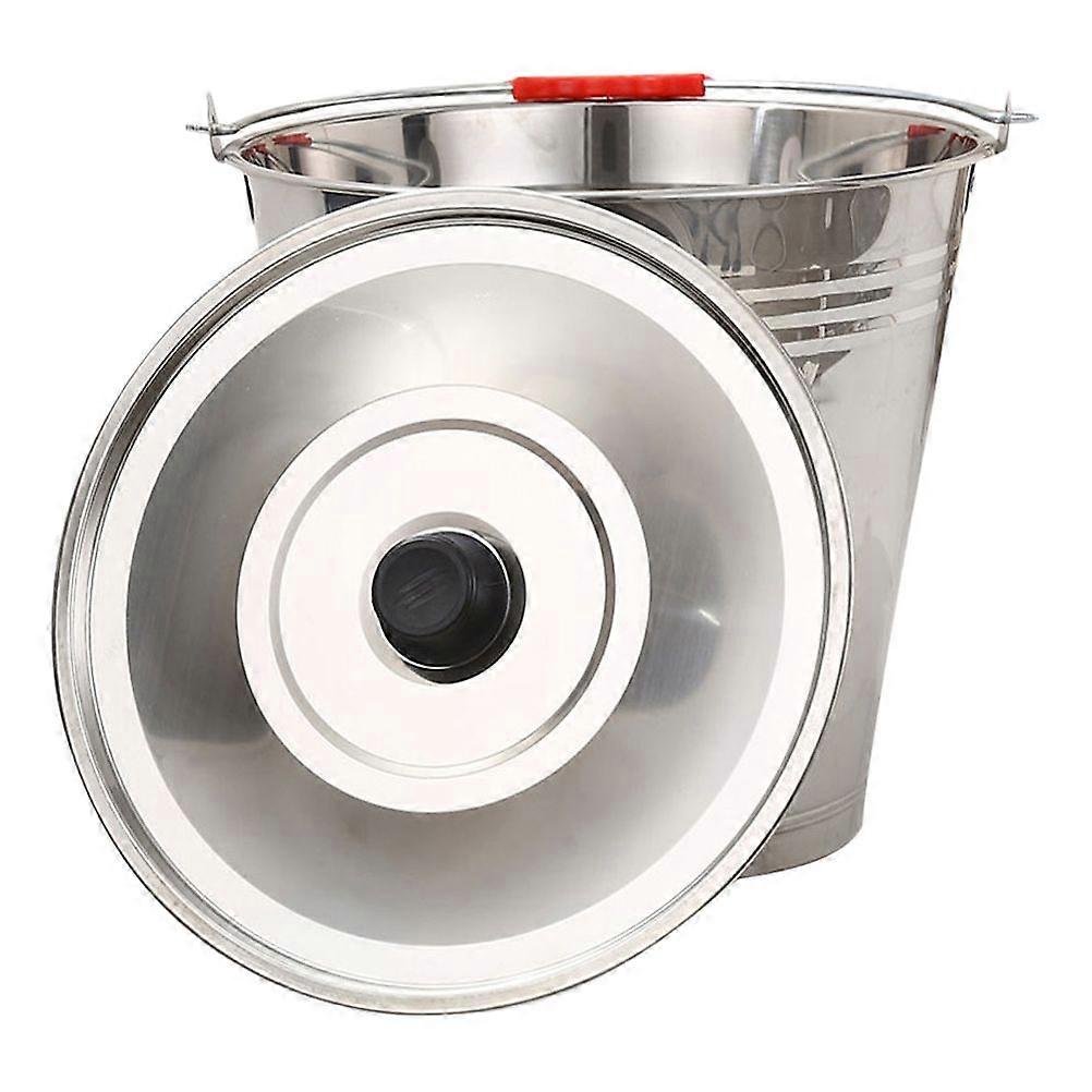 Seau en acier inoxydable avec couvercle Seau à eau portable Seau à lait multifonctionnel avec couvercle