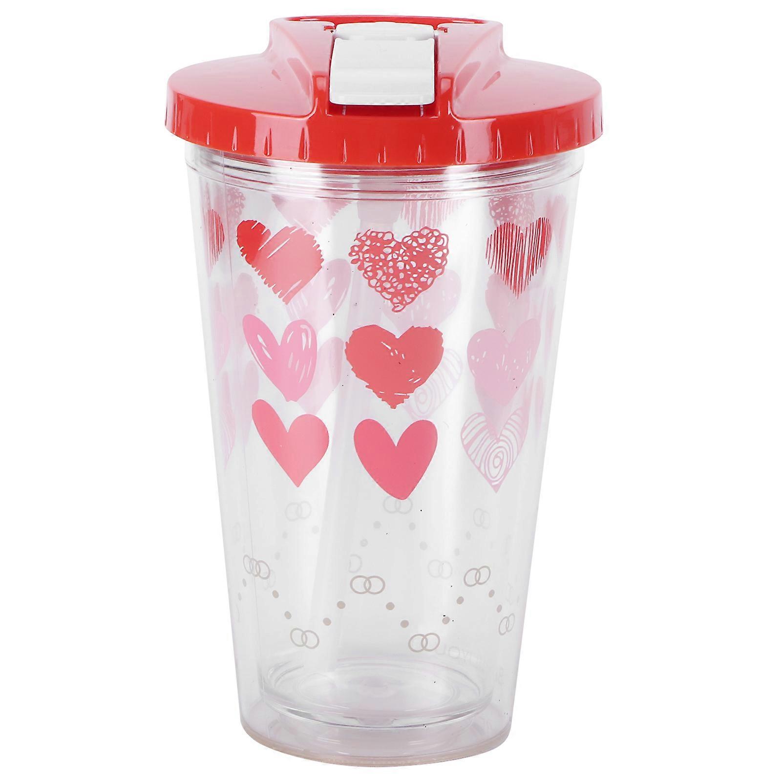 Double Layer Water Cup Two-Layer Insulated Mug With Straw For Home Office Use Cute Design Desk Friendly