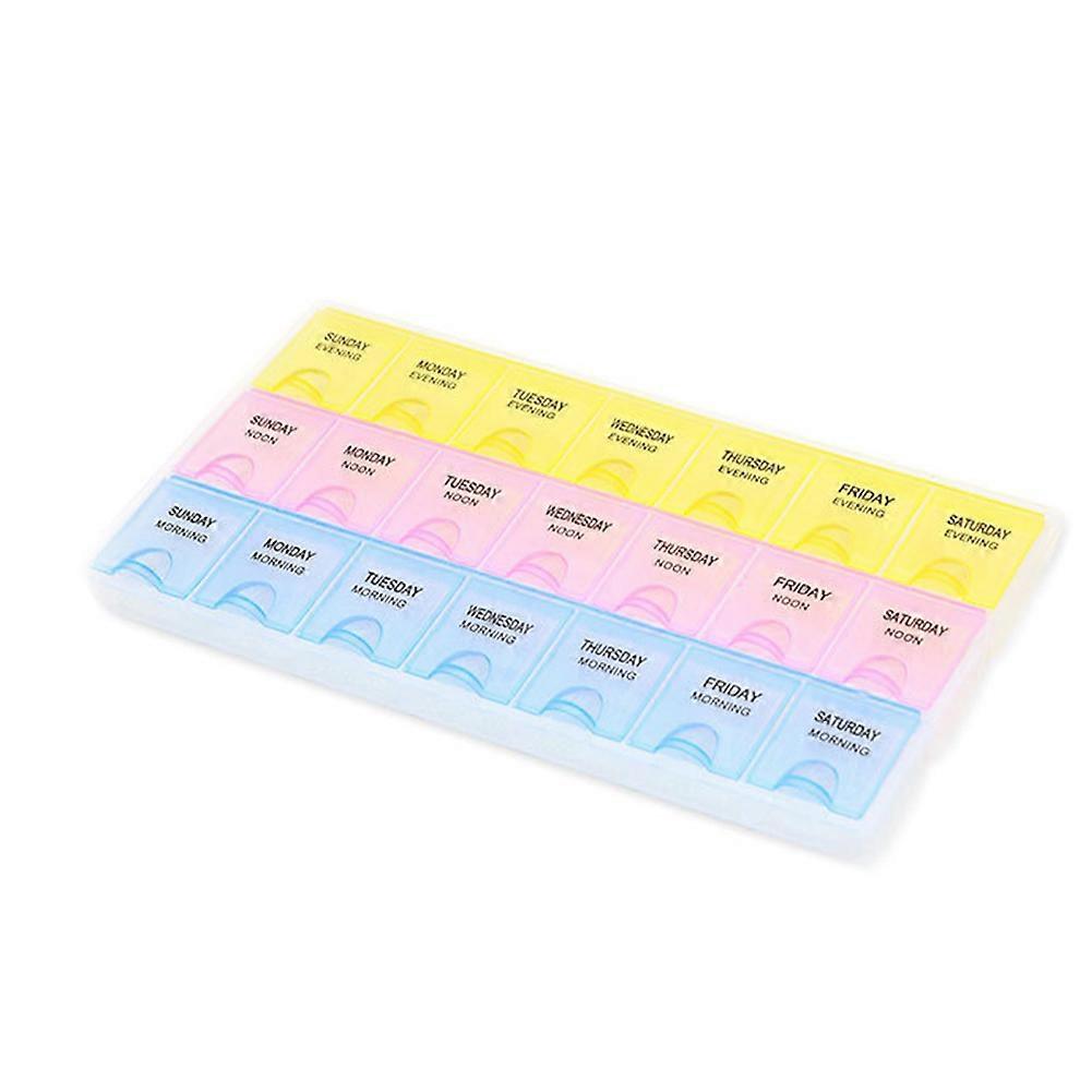 21 Compartment Weekly Pill Box Organizer Clear Case for 7 Day Medication Storage and Tablet Management