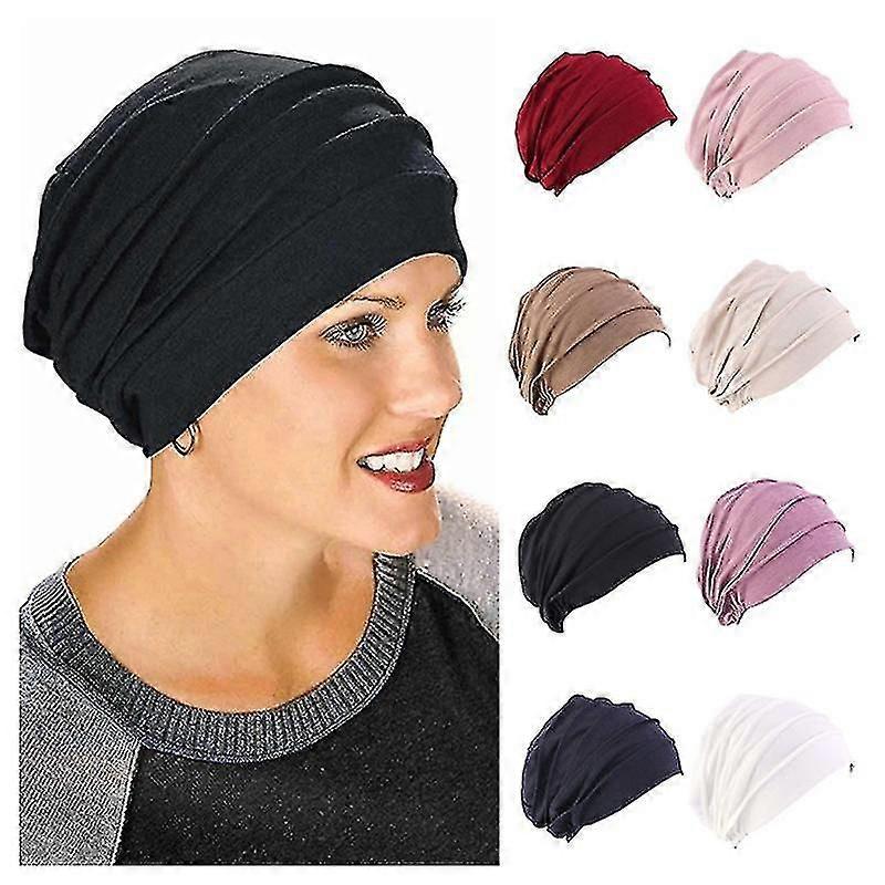 Femei elastice Beanie Soft Turban cap de capotă Wrap Hedging Louver Chemo Hat A