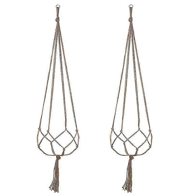 2pcs Garden Pots Hanging Buckets Hanging Planter Hemp Rope Hanging Basket Net Hanging Flower Pot