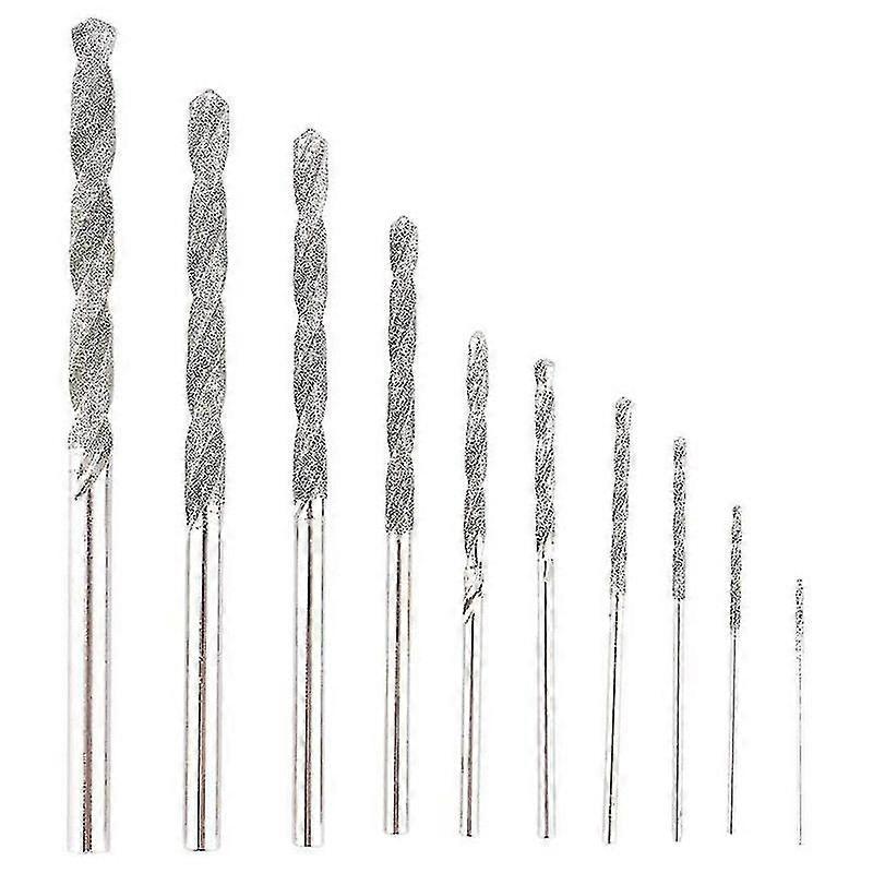 10 Peças Diamond Drill Set Twist Diamond Tip Drill Bit Heavy Duty Mini Diamond Drill Bit Set For G