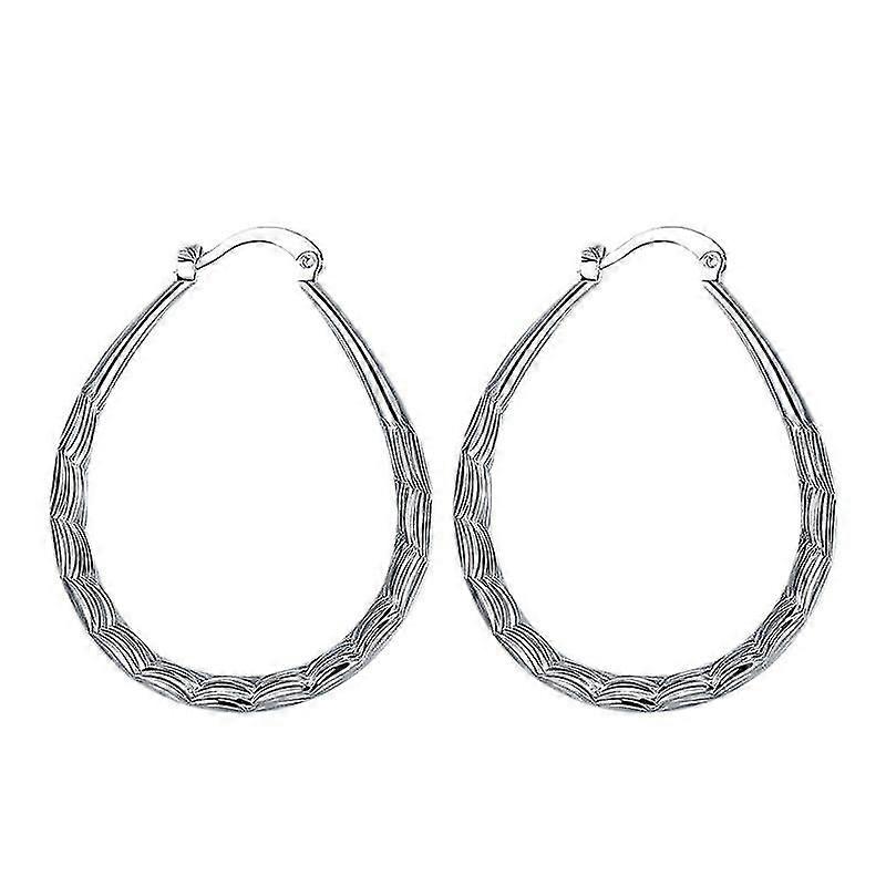 Women's silver plated large hoop earrings 54*32mm