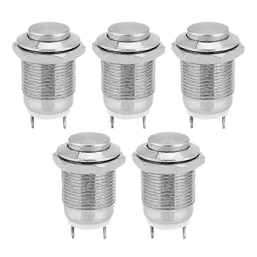 5Pcs Metal Push Button Switch 1 Normally Open 2 Pins Waterproof Self Reset Electronic Supplies(High Flush )