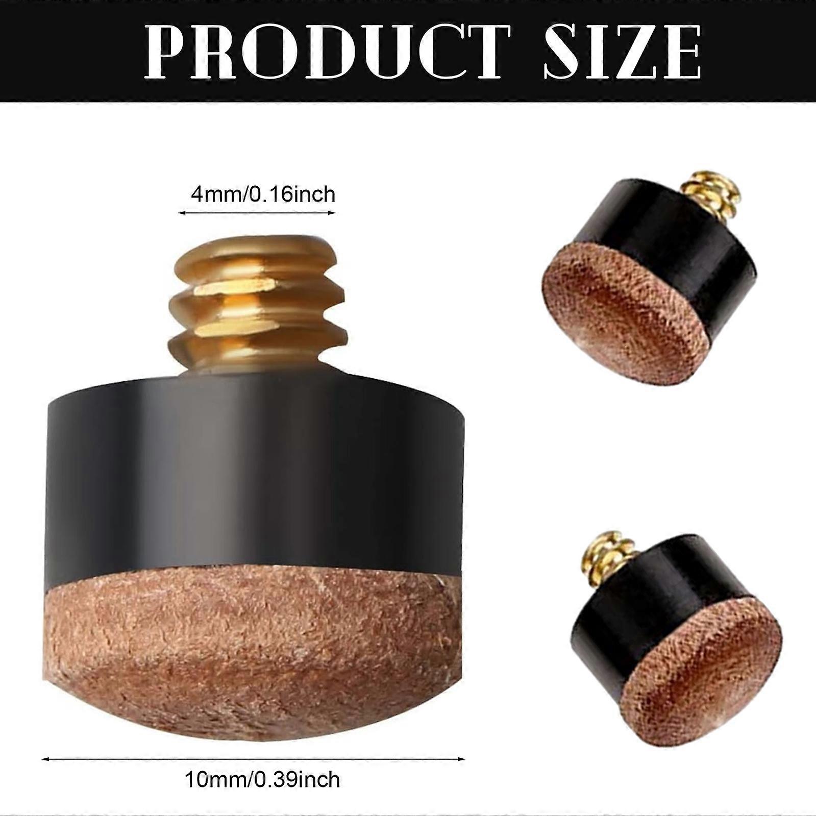 Screw-On Pool Cue Tips, Snooker Billiard Supplies, Screw-In Design For Fast Cue Tip Replacement, Faux Leather With High Density, Quick Repair For