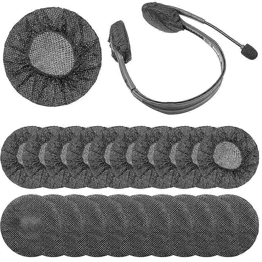 100ピース衛生的な使い捨てイヤパッドカバーヘッドフォンイヤパッドカバー10-12cmイヤパッド付きほとんどのヘッドフォン用(ブラック)