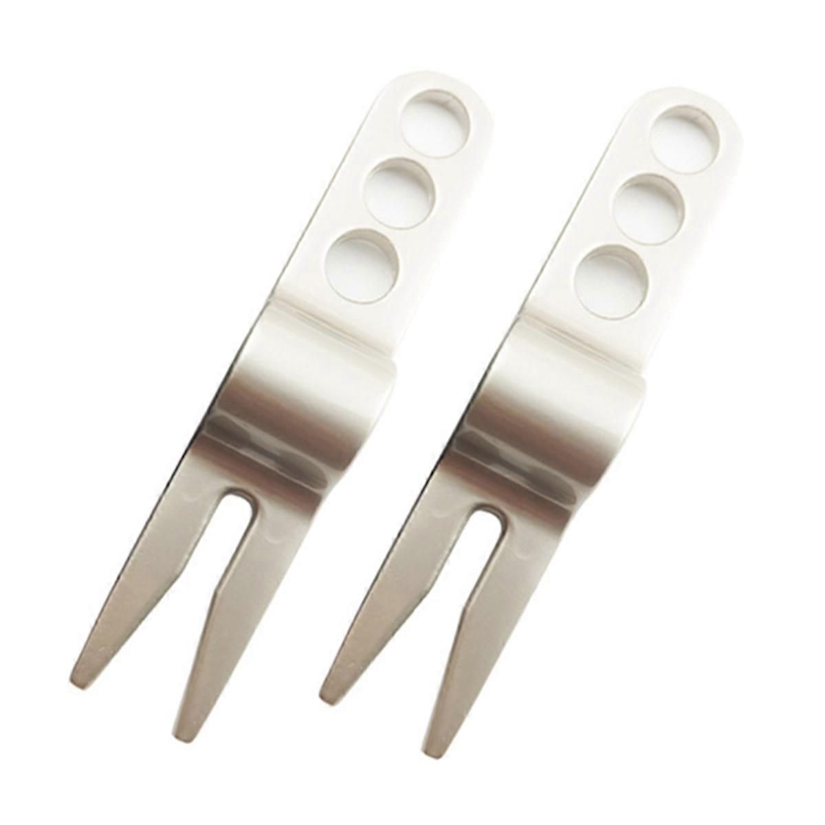 Golf Fork Golf Divot Pitch Repairer Tool Prongs for Putting Green Pitch Lawn Maintenance/Groove Clean/Mark Ball Silver