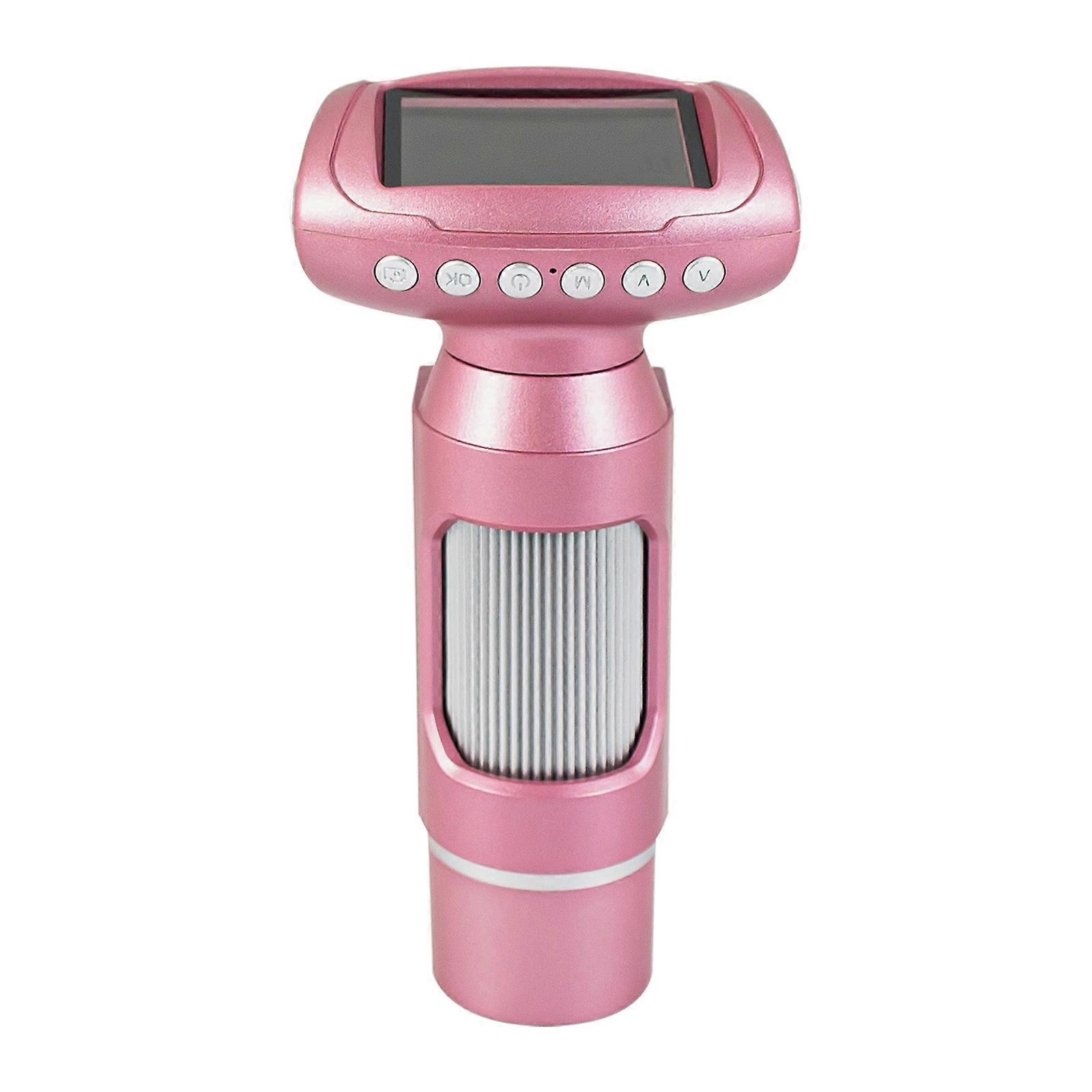 Rechargeable Kids Microscope 2inch Display with Camera Function for Indoor and Outdoor Learning Activity Educational Toy Pink