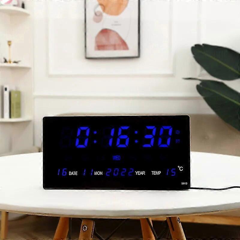 Luminous Digital Wall Clock 4 Alarms Hourly Chiming Temperature Date Calendar Desktop Table Clock Electronic Led Clock With Plug