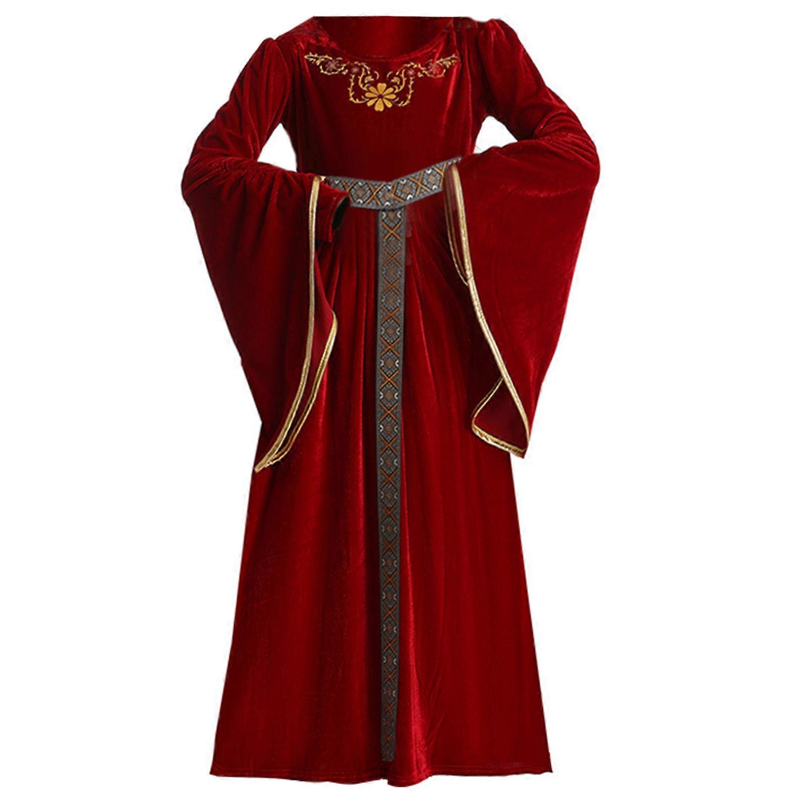 Children Medieval Costume Girl Medieval Dress With Headpiece, Trumpet  Sleeve Medieval Gown For Girl Halloween Party Red 120cm | Fruugo DK