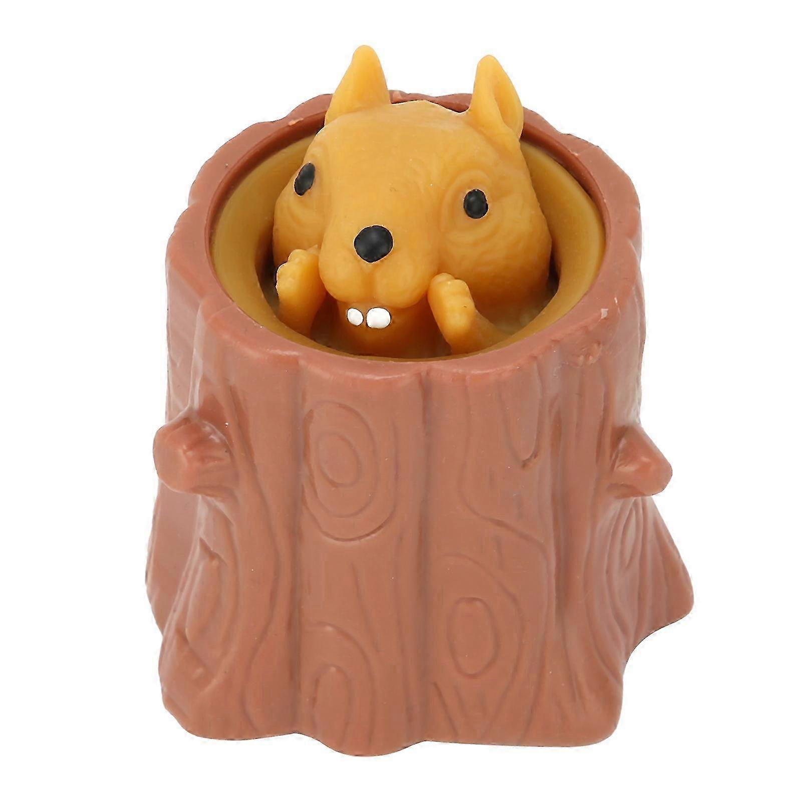 Squeeze Toy Simulation Tree Stumps Cute Squirrel Miniature Cartoon Children's Decompression Toys