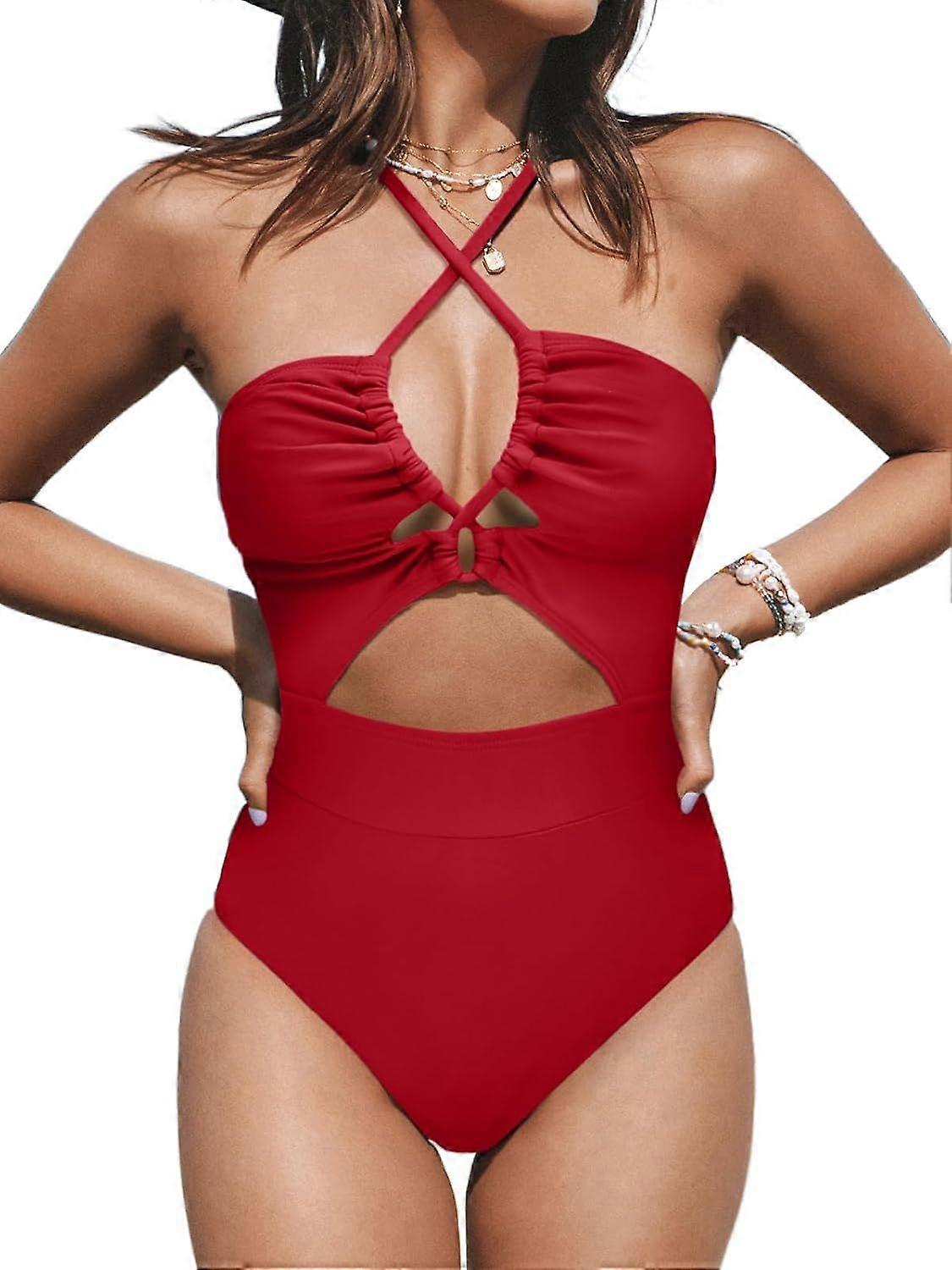 New style Women's One Piece Swimsuit Plunge Neckline Cutout Criss