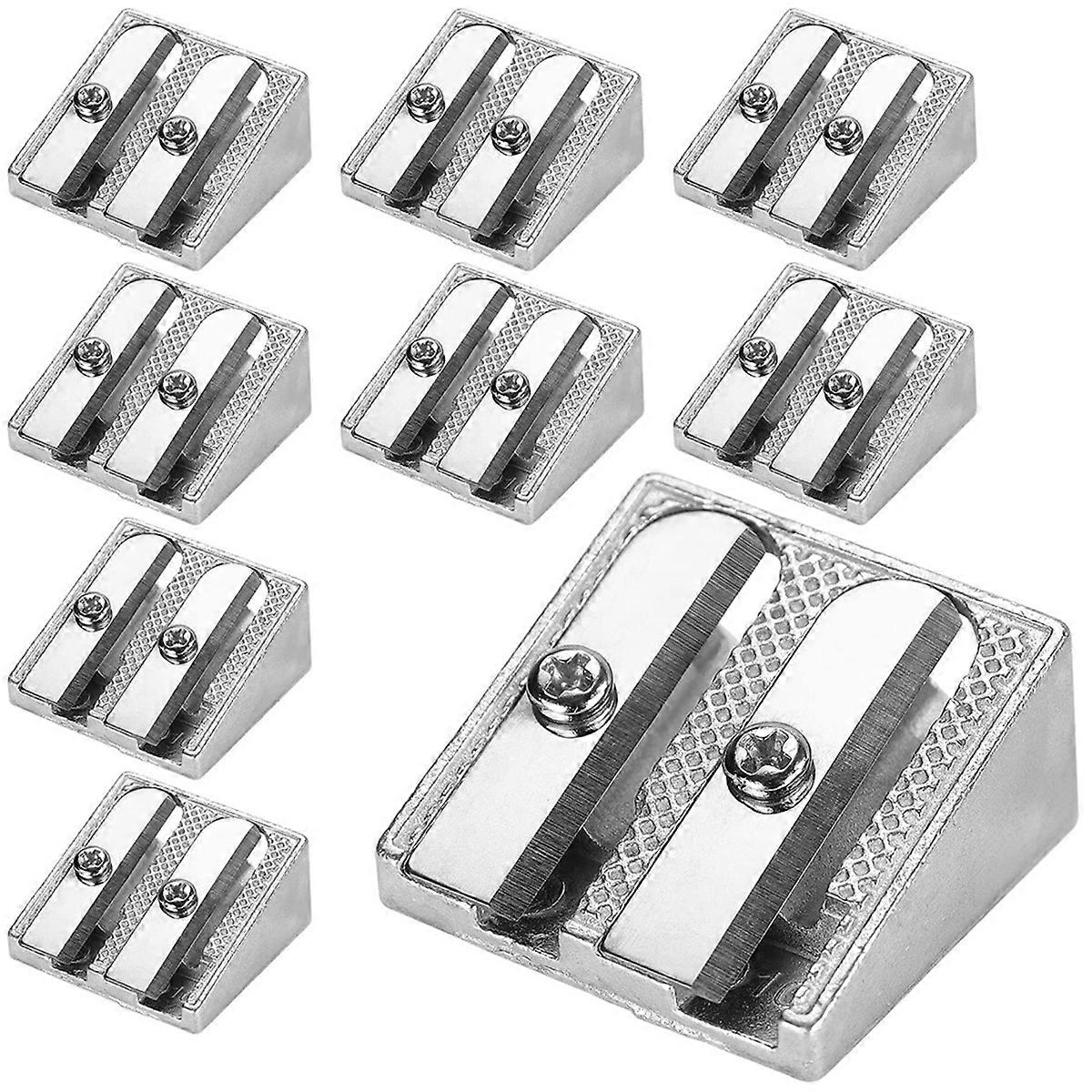 24 Pack Handheld Metal Pencil Sharpener with 2 Holes for Schools