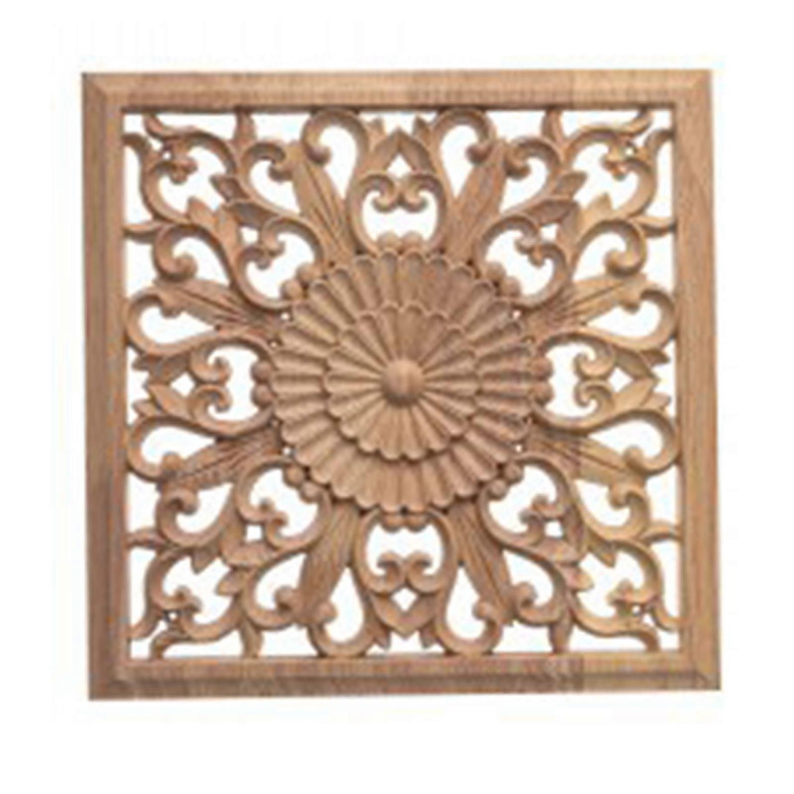 ヨーロッパ彫刻未塗装モールディングスクエア天然木製アップリケ家具キャビネット壁ドアデカールフレーム装飾用