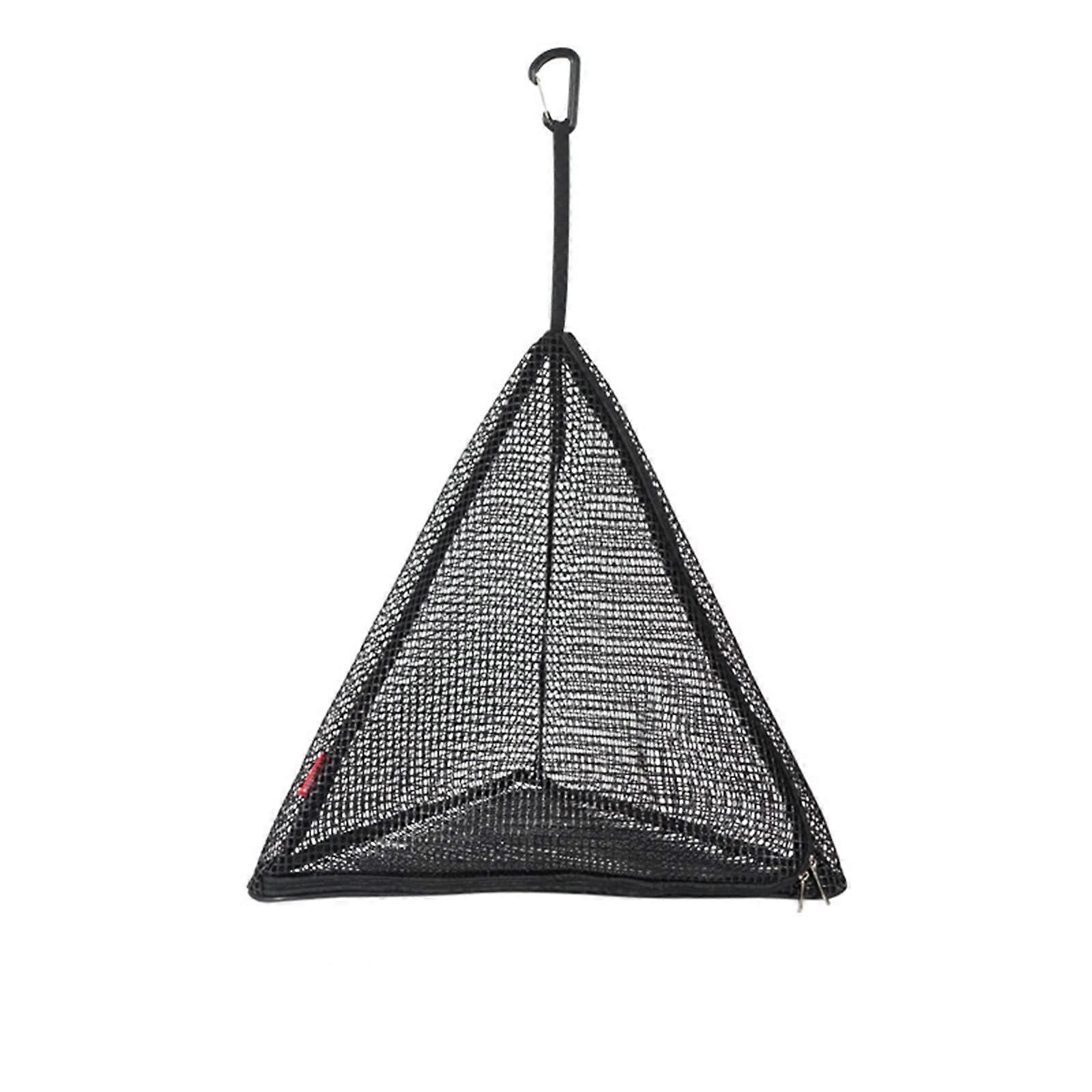 Triangle Black Mesh Hanging Outdoor Zipper Mesh Bag PVC Drying Herb Rack Drying Net Suitable for Hiking Camping Indoor and Outdoor