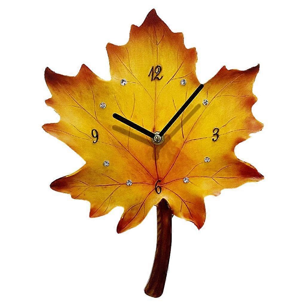 Elegant 12-Inch Maple Leaf Wall Clock for Home and Office Decor, Wooden Design, Modern Style, Quiet Movement