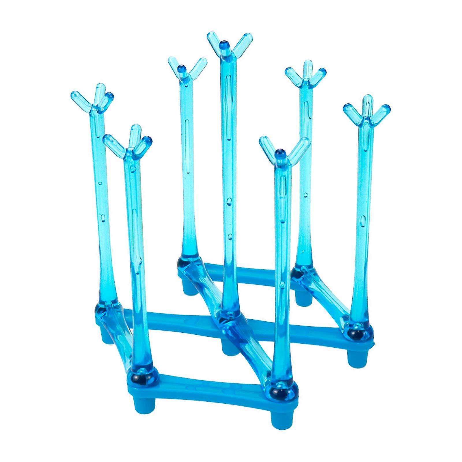 Blue Drinking Glass And Sports Bottle Stand Refluxable Cup Drying Shelf For Glasses And Bottles