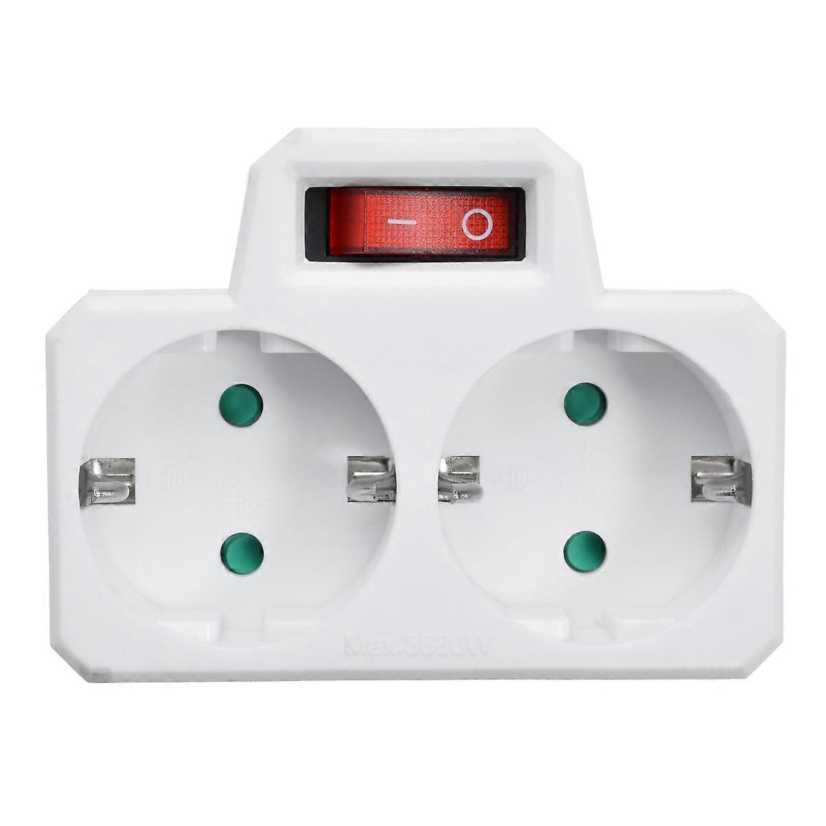 2-Way Socket Adapter with Switch Multiple Plug EU Converter European German Type Conversion Plug