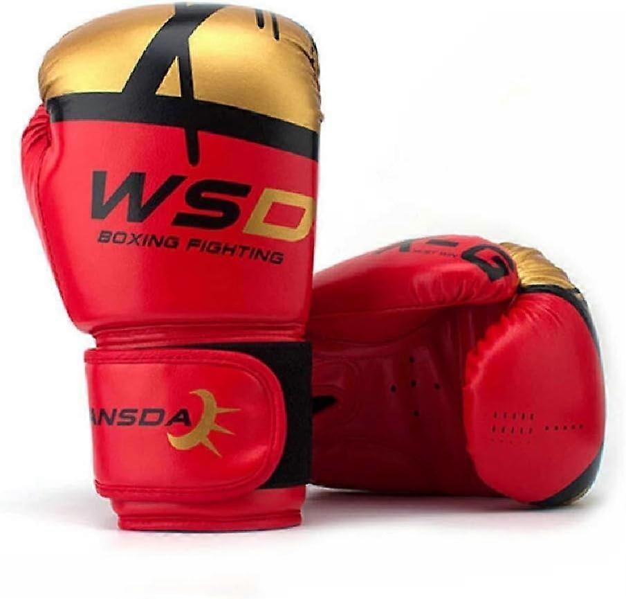 6oz12oz Boxing Training Gloves – Leather Kickboxing Gloves for Men Women Kids – Red 6oz