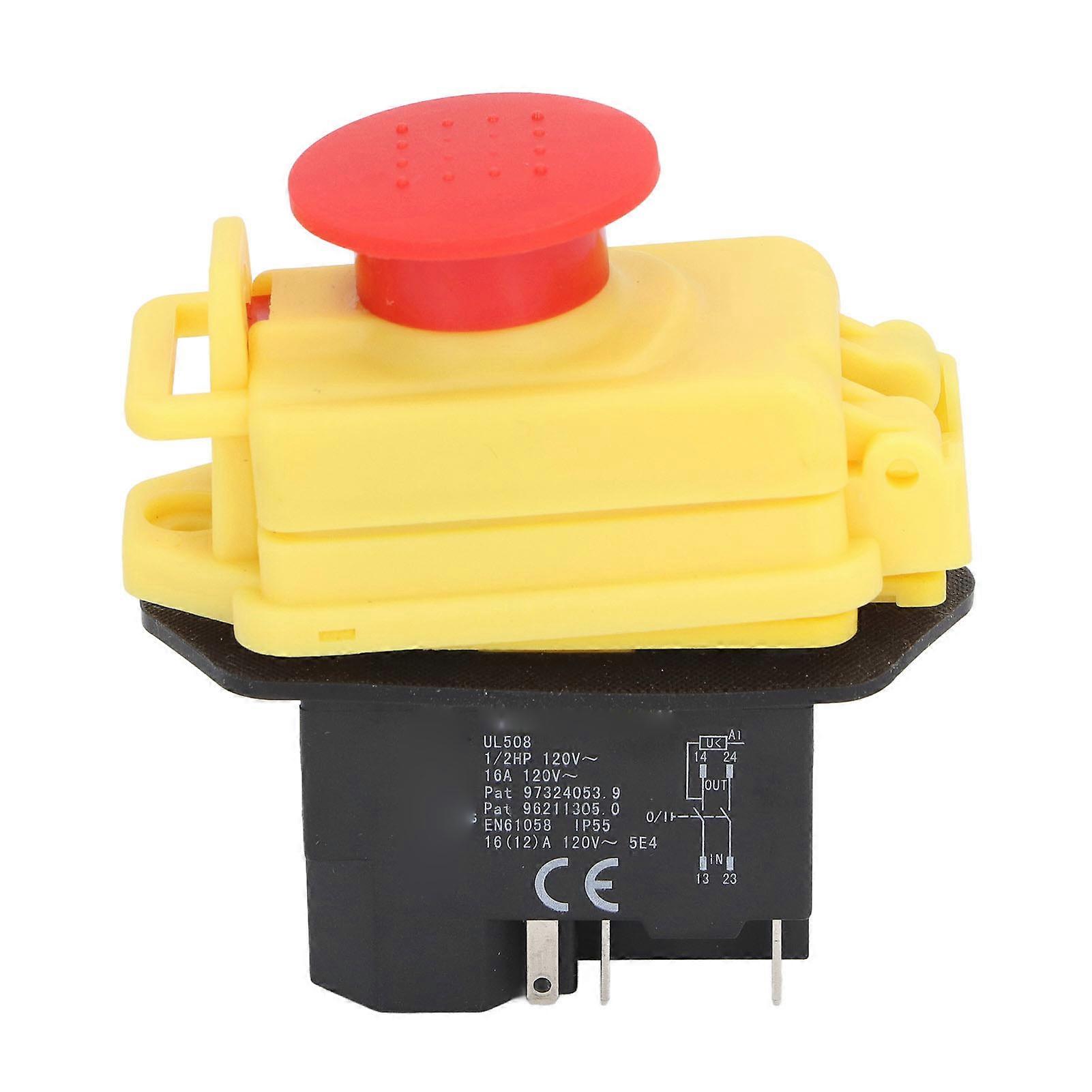 Electromagnetic IP55 Waterproof 4P Push Button Switch for 0618 CJ18A 7x12 7x14 Mini Lathe KJD17B 120V 16A