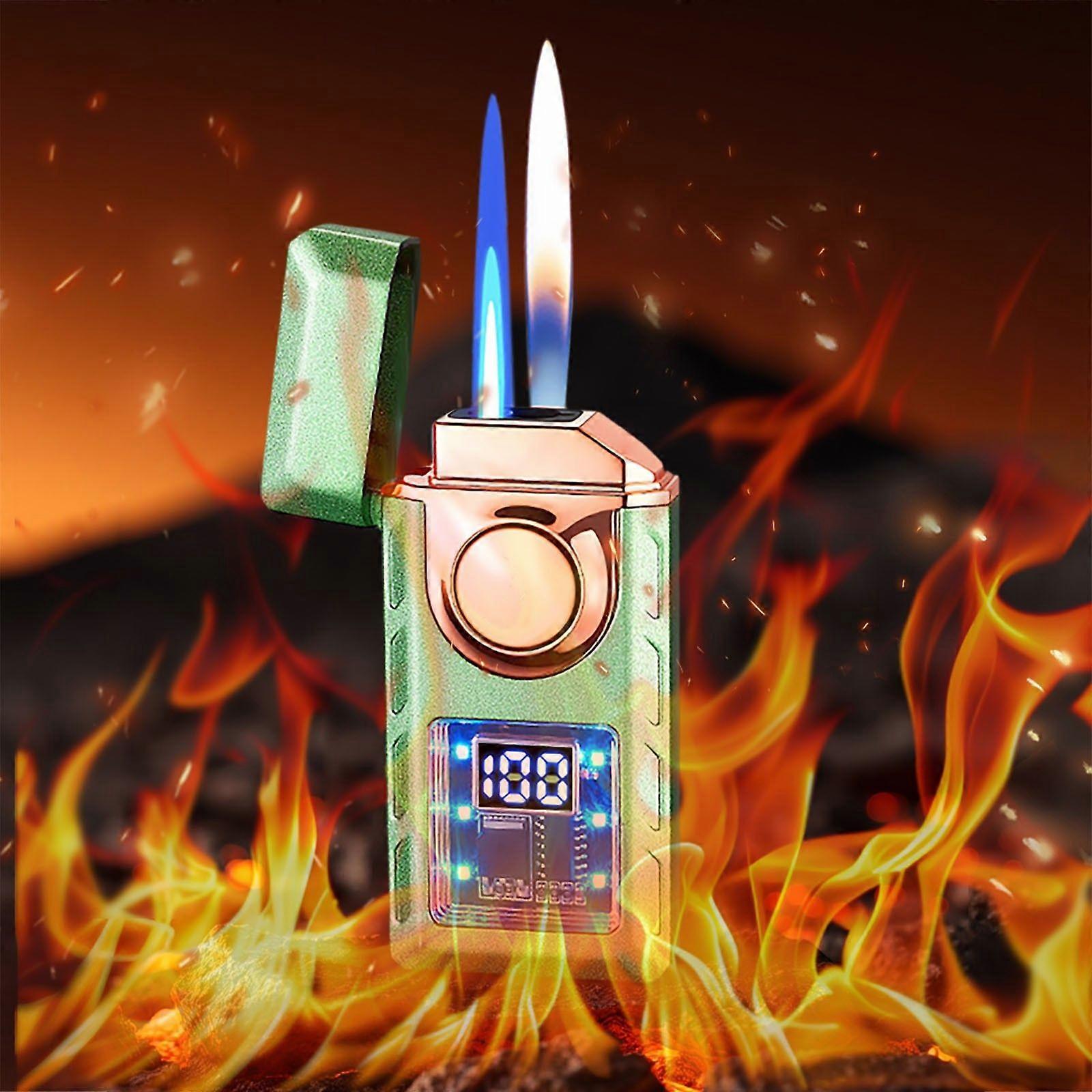 Intelligent Voice Controlled Double Flame Lighter USB With Visual Window Direct Charging Inflator bb2153