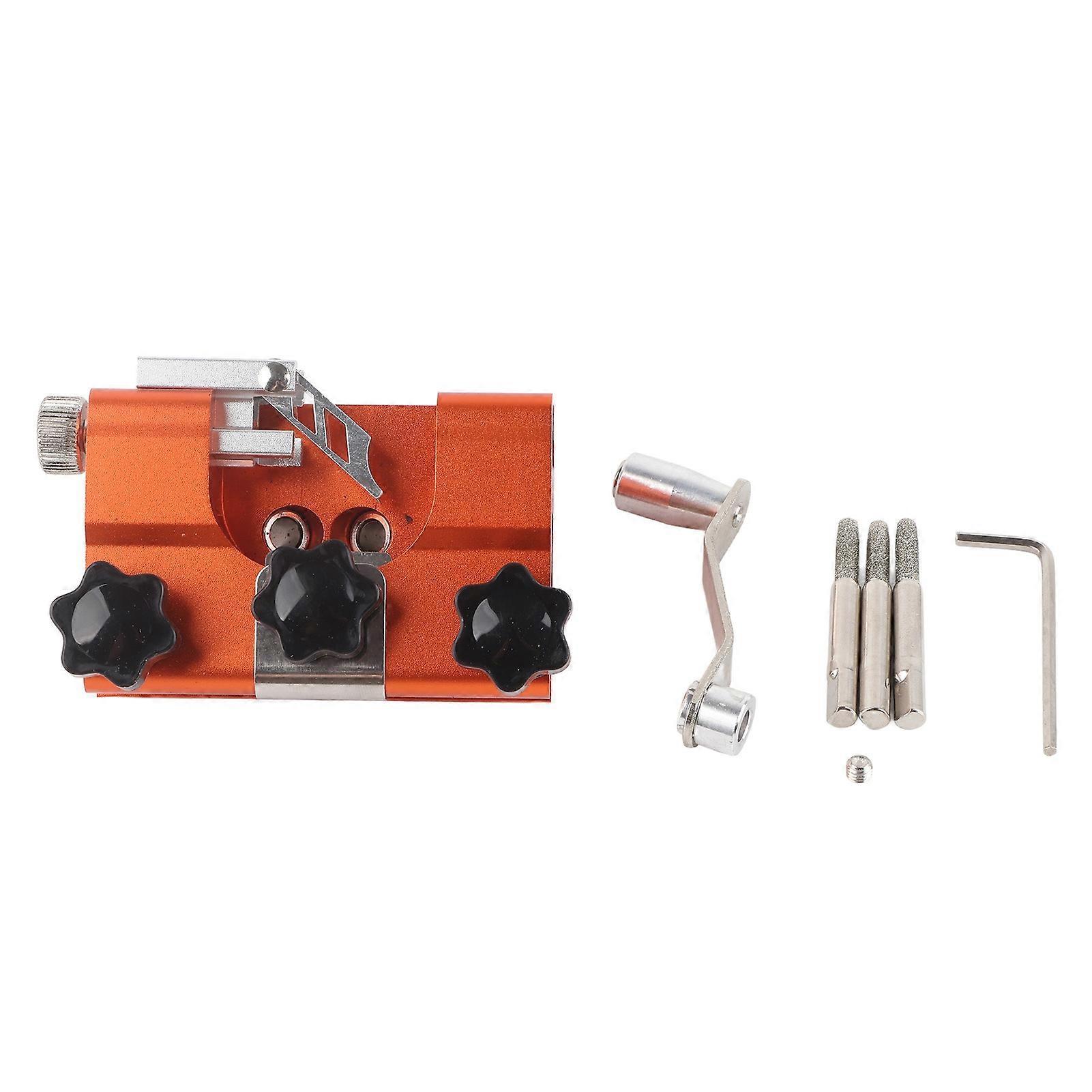 Orange Hand Cranked Chainsaw Sharpener 30° Portable Manual Chainsaw Chain Sharpening Jig Tool