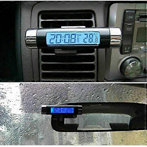 Car Thermometer Clock 2 in 1 Clock Small and LCD Monitor Automotive BacklightClipon Digital