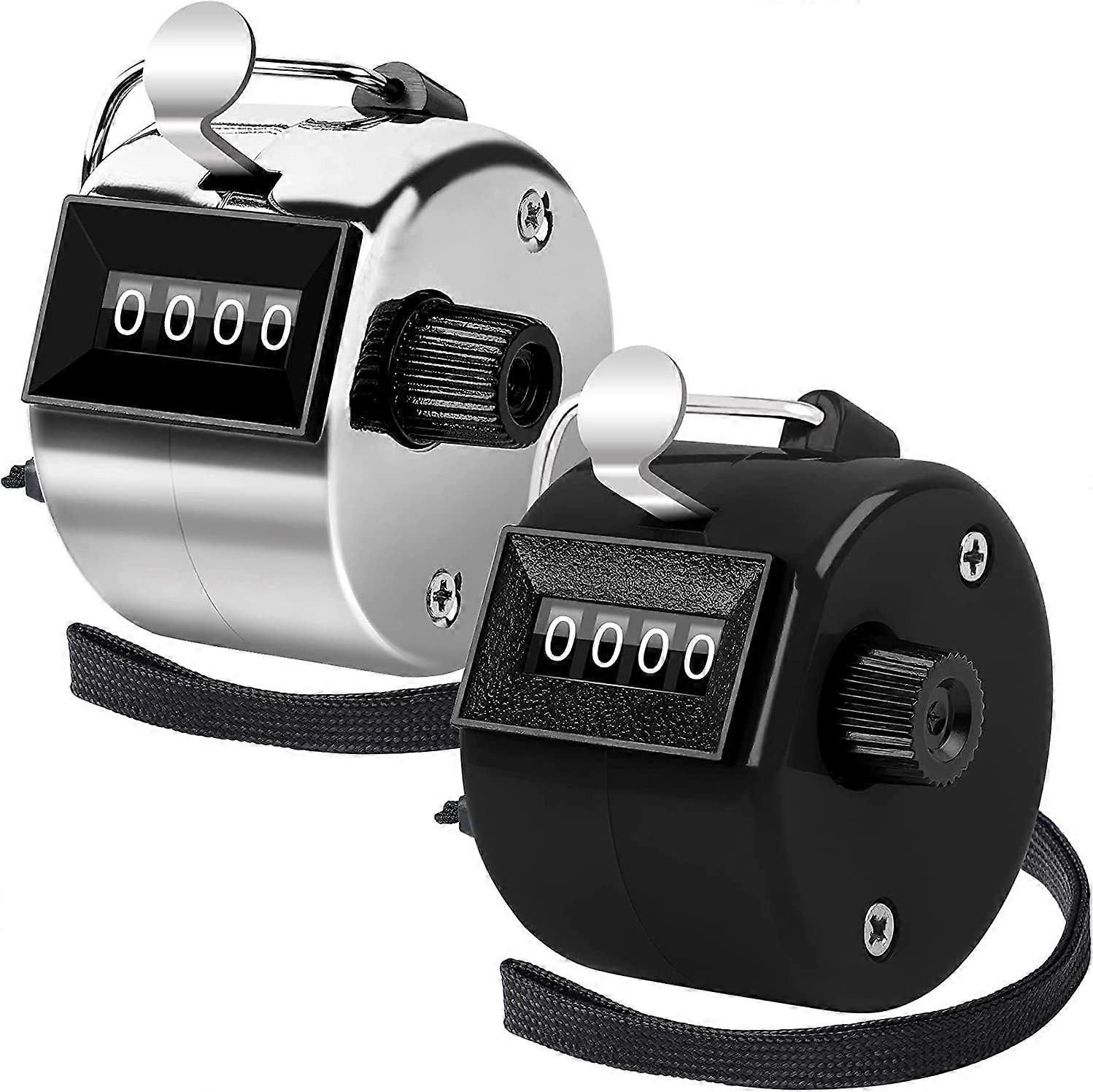 2er-Pack Handzähler 4-stelliger Clicker-Zähler für Personal Counter Sports School (schwarz und silber)