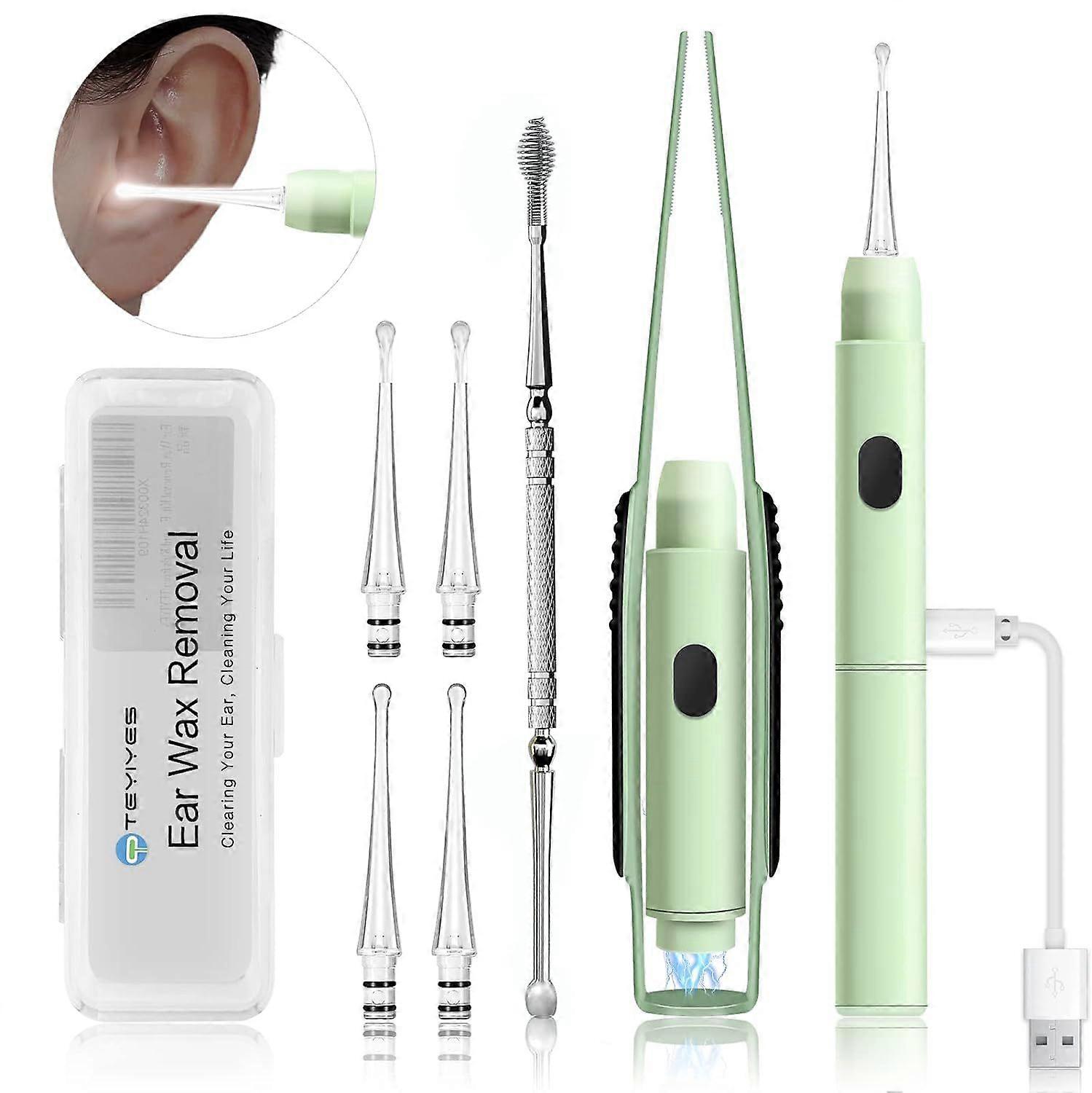 SDIGV Ear Wax Removal Kit Upgraded All in One Ear Cleaning Tool Set with LED Light/Ear Pick Digger/Twezzers/Spiral Spring Ear Spoon with Storage Box f