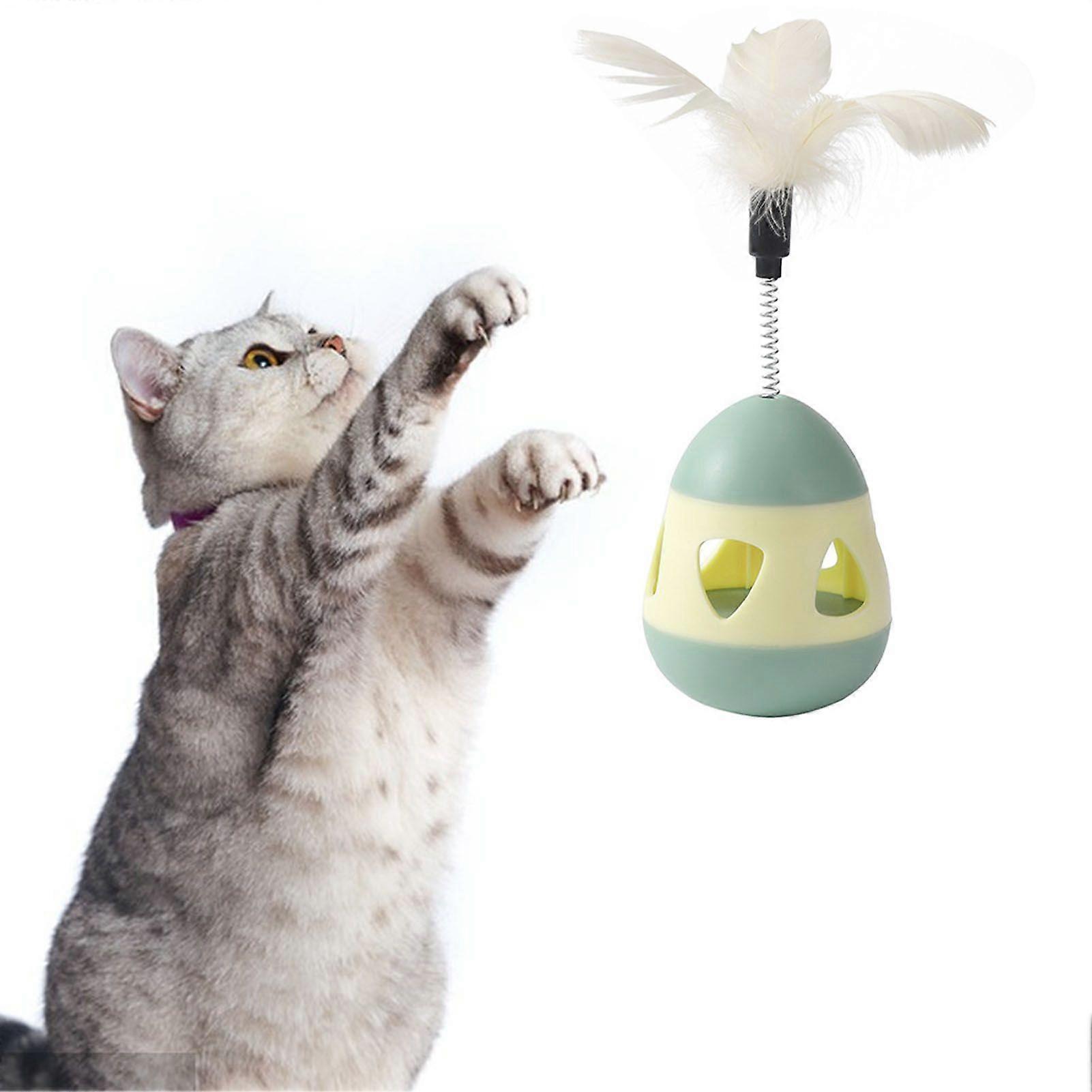 SSRGV Cat Treat Dispenser Toy with Feather Interactive Prevent Tipping Cat Slow Feeder Puzzle Ball