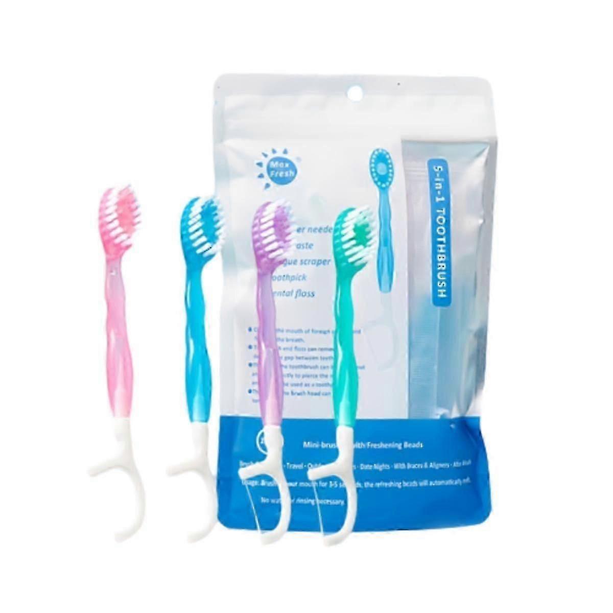26-Pack Disposable Toothbrushes with Built-In Toothpaste, 5-in-1 Portable Hotel Travel Toothbrushes Oral Care