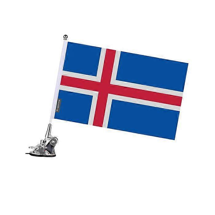 Suction Cup Flag Pole – Flag of Iceland – 27 x 35 cm – Polyester – Stainless Steel