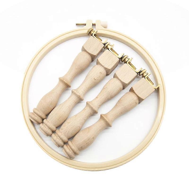 Adjustable Wooden Embroidery Hoop Stand Set - Portable Needlework Frame Rack