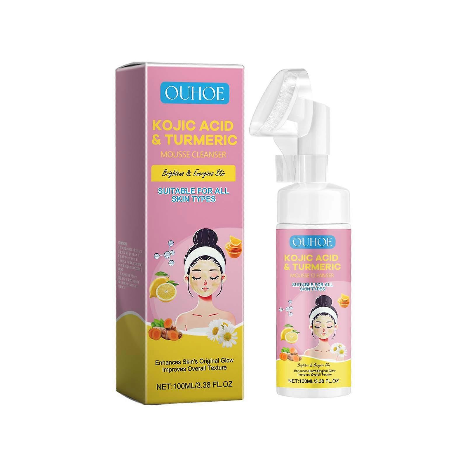 Acide kojique Mousse nettoyante au curcuma Hydratant et hydratant Nettoyant doux Nettoyant moussant translucide rafraîchissant
