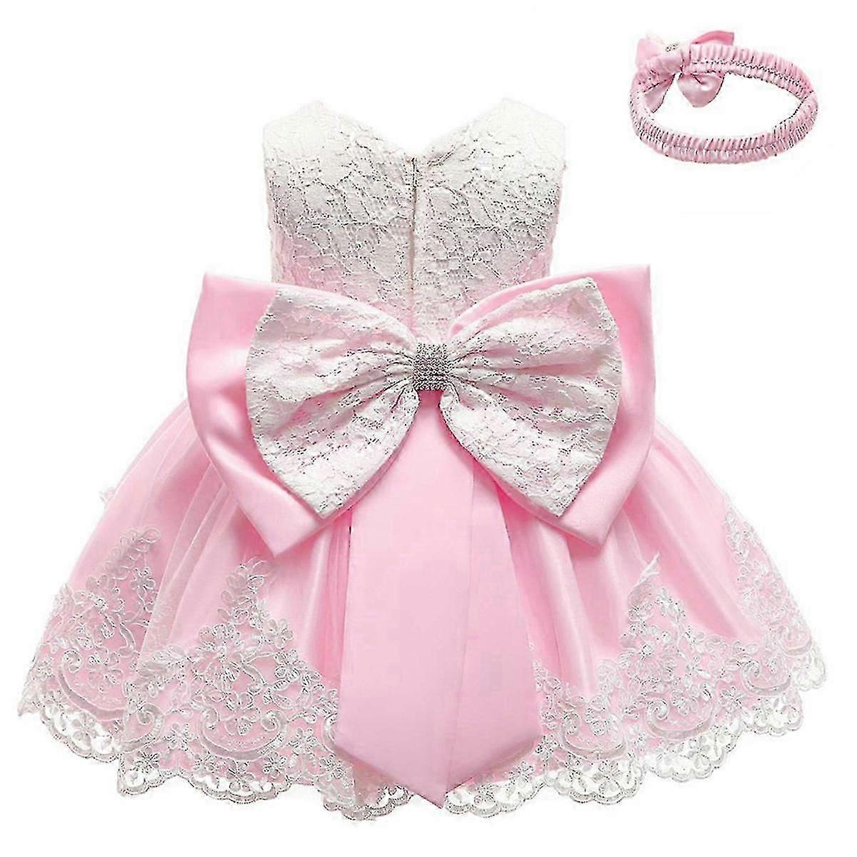 Enfants Bébé Fille Partie Bowknot Tutu Robe Pageant Mariage Princesse Baptême - POP