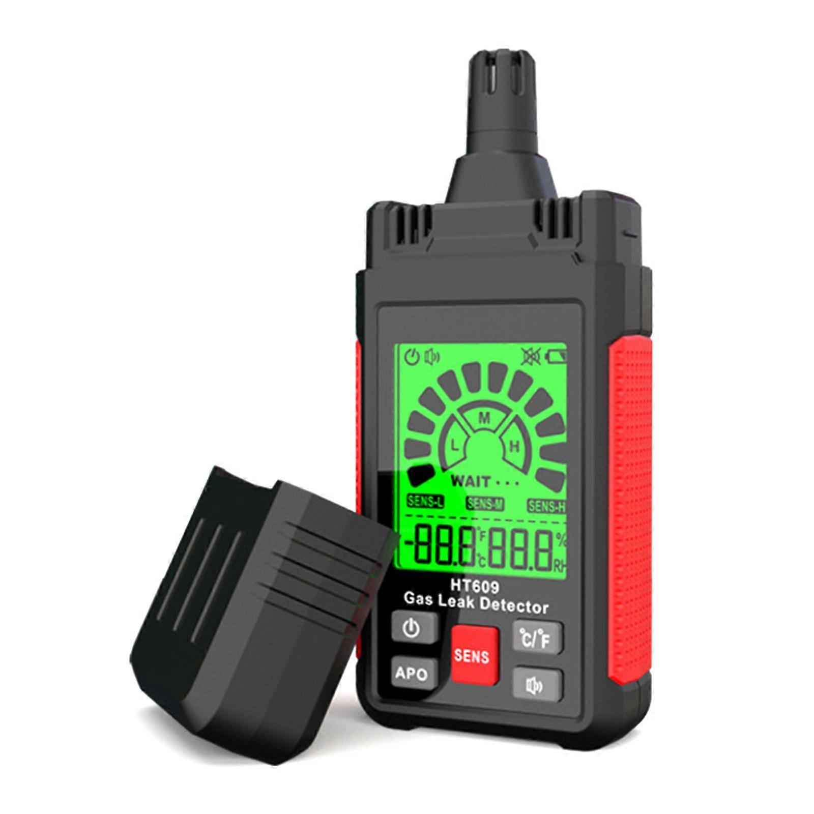 Natural Gas Detector Portable Gas Leak Tester Sniffer with Humidity Temperature Detection Backlight LCD Display