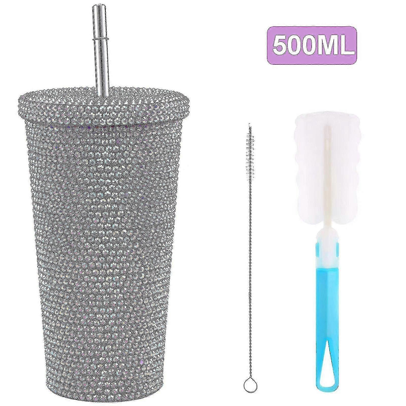 17オンスブリンブリンダイヤモンドタンブラー - 蓋付きステンレス製真空グリッターウォーターボトル