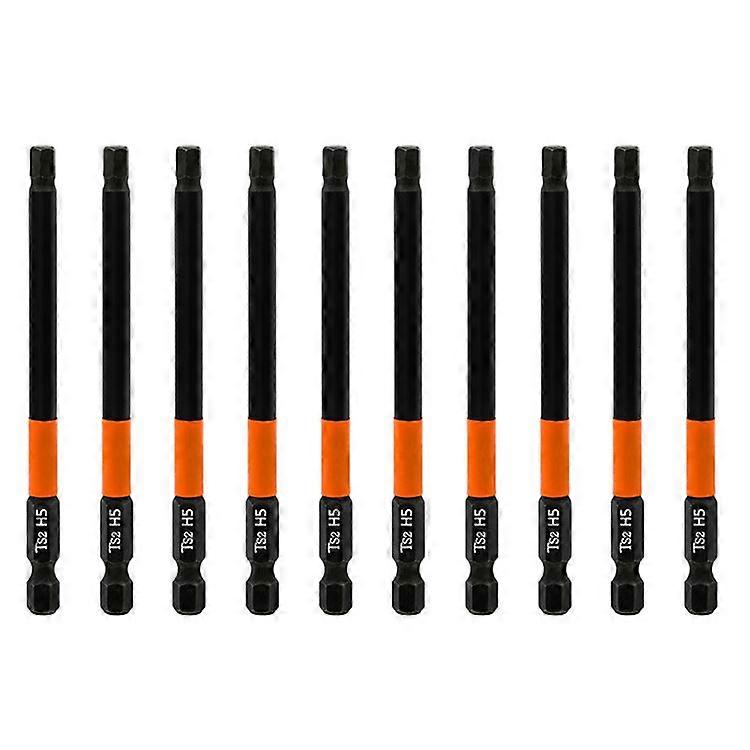 10PCS Hex Screwdriver Bit Set 100mm H5 TS2 Steel Magnetic Drill Bit for Electric Drill Screwdrivers