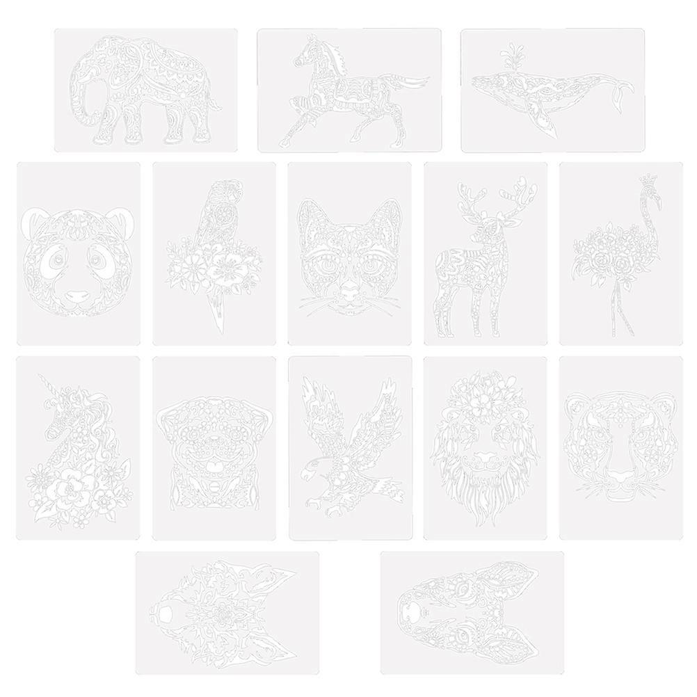 15pcs DIY Drawing Template Animal Shape Painting Stencils DIY Hollow Drawing Stencils Templates for Kids Children (White, 5pcs Unicorn Pattern + 5pcs