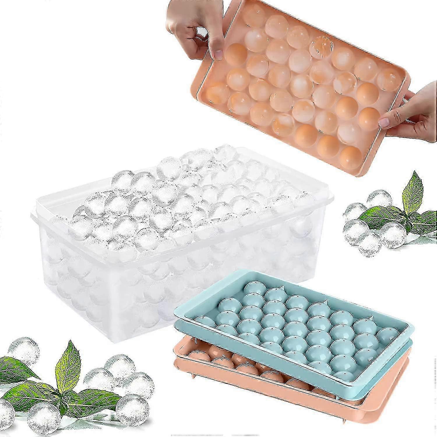 4400ml Round Ice Cube Tray with Storage Container, Mini Circle Ice Maker