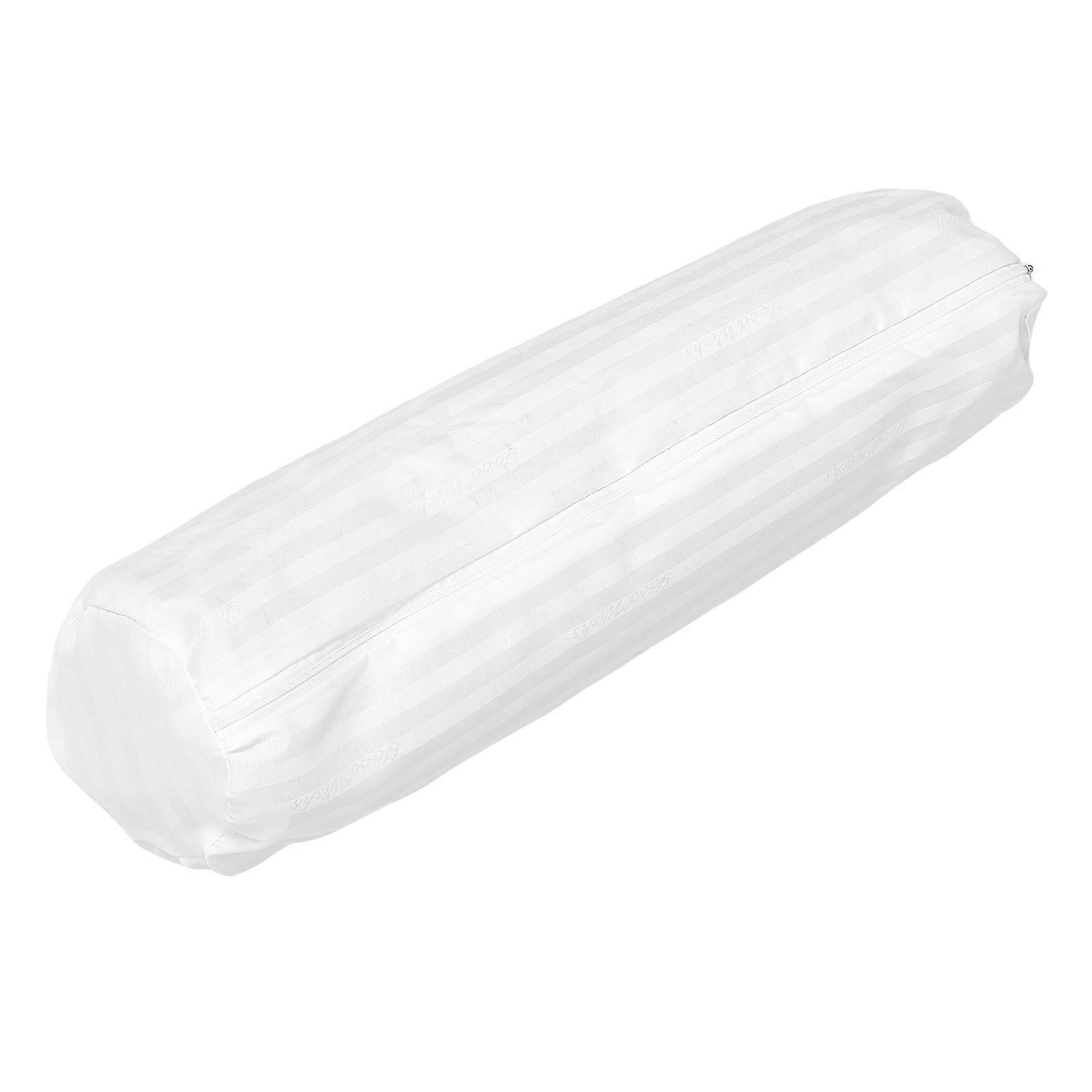 Neck Roll Pillow Cushion Case for Cylindrical Pillows, White, Breathable Lightweight Fabric, Machine Washable for Bed, Sofa & Office Use