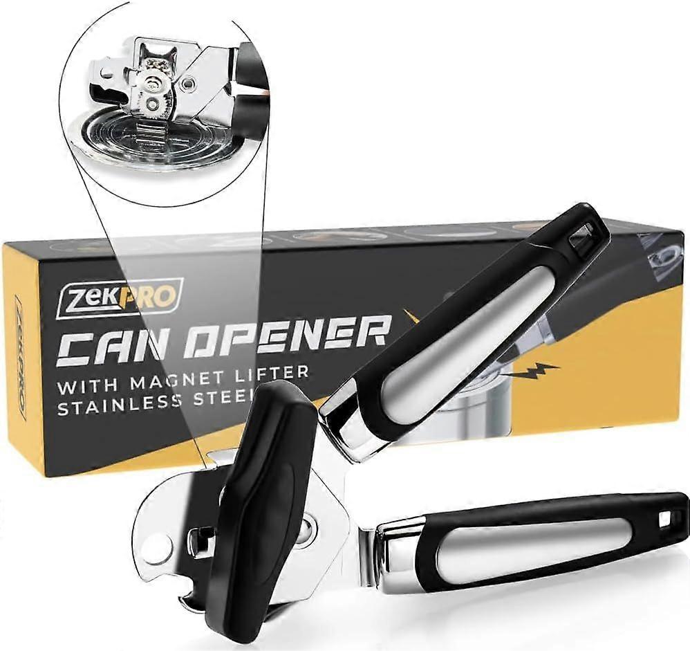Can Opener Manual, 5 in 1 Black Handheld Can Openers, Bottle Opener, Smooth