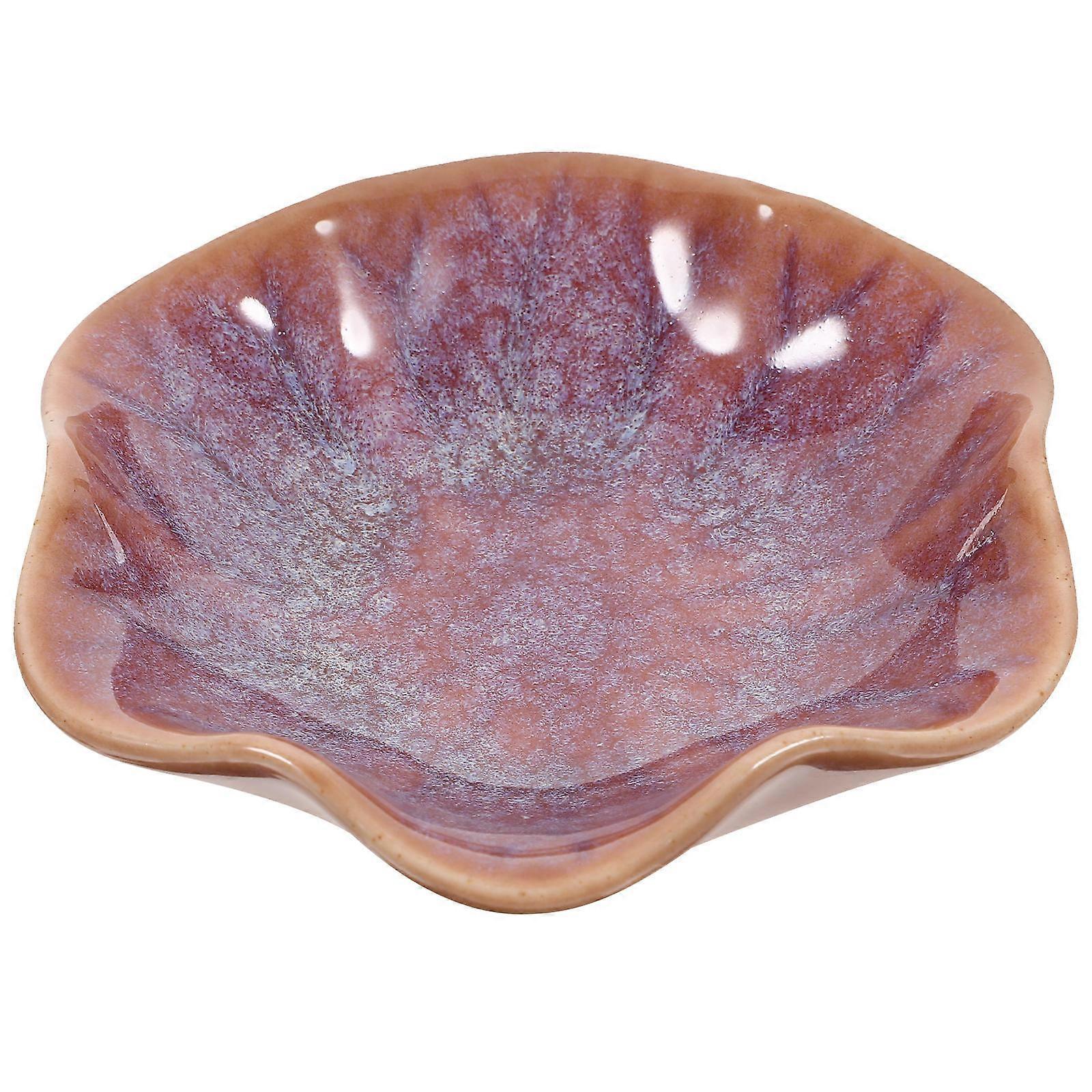 Jewelry Dish Tray Ceramic Jewelry Plate Decoration Purple Red 11.00X11.00X3.10CM Organization 1Piece